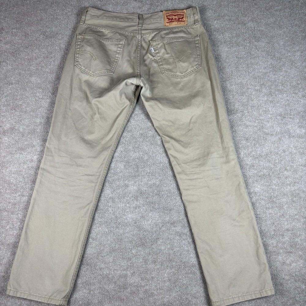 Levi's 511 Slim Fit Khaki Tan Jeans Men's 34x30 Cotton Casual Pants - Picture 5 of 9